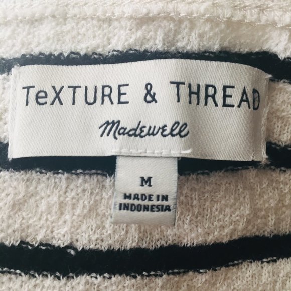 Madewell Texture And Thread Black Stripe Relaxed Wrap Short Sleeve Top Medium - Picture 6 of 6